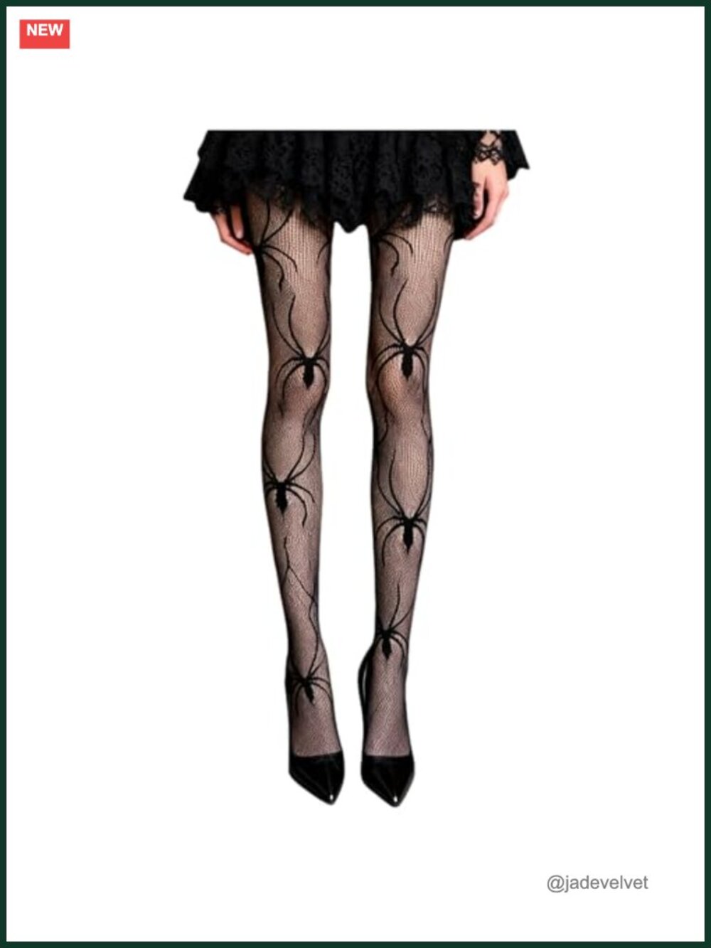 Spider Web Patterned Fishnet Tights High Waisted Nylon